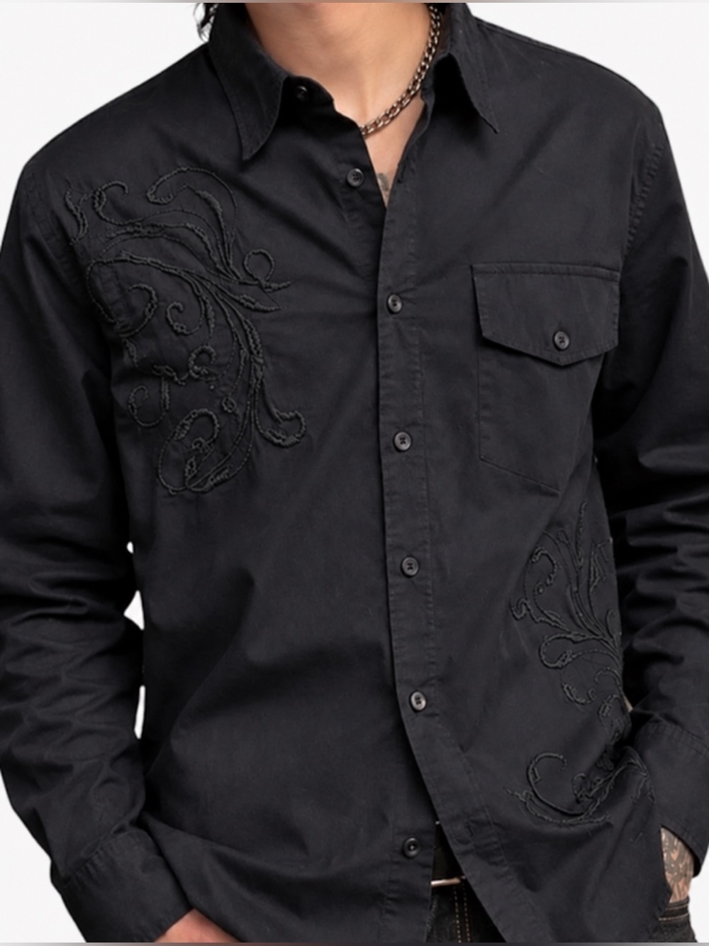 Toxic Hazard Y2K Embroidered Cotton Button Down Black Rockabilly Grung Size L
